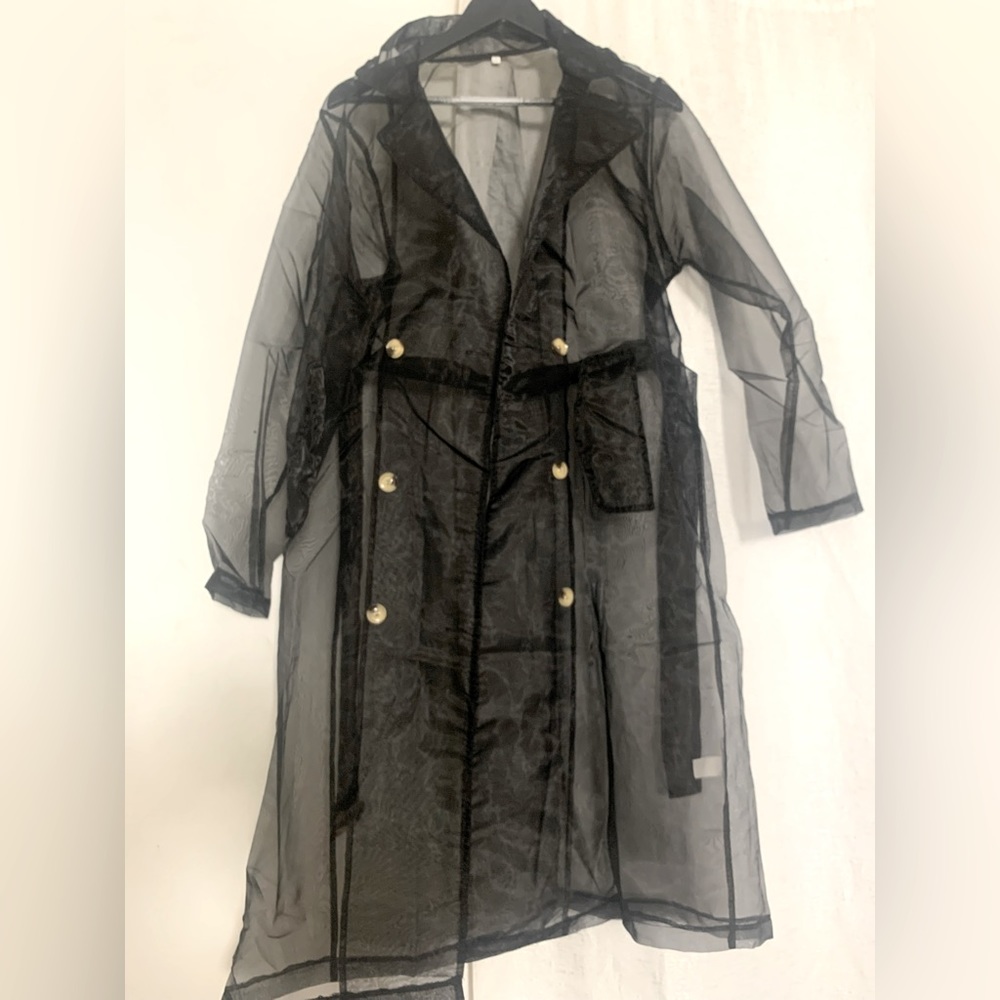 Black Sheer Trench Coat